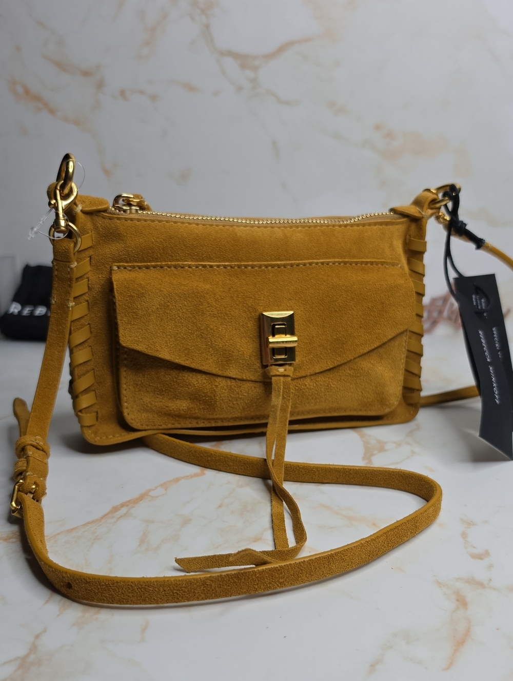 Rebecca Minkoff Darren Whipstitch Mini Suede Nubuk Crossbody Bag New